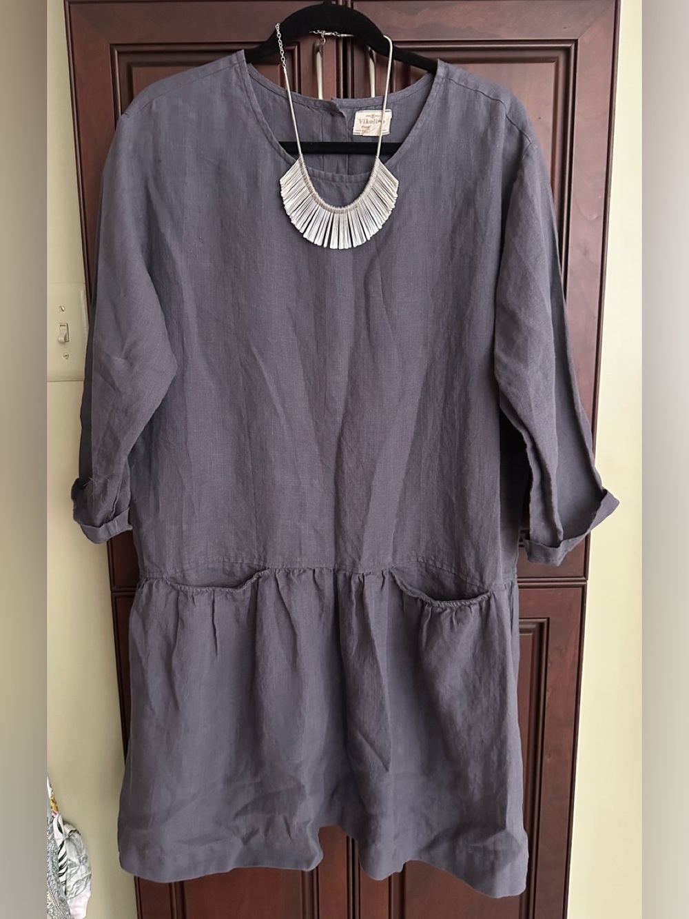Vikolino Casual Grey Linen Dress